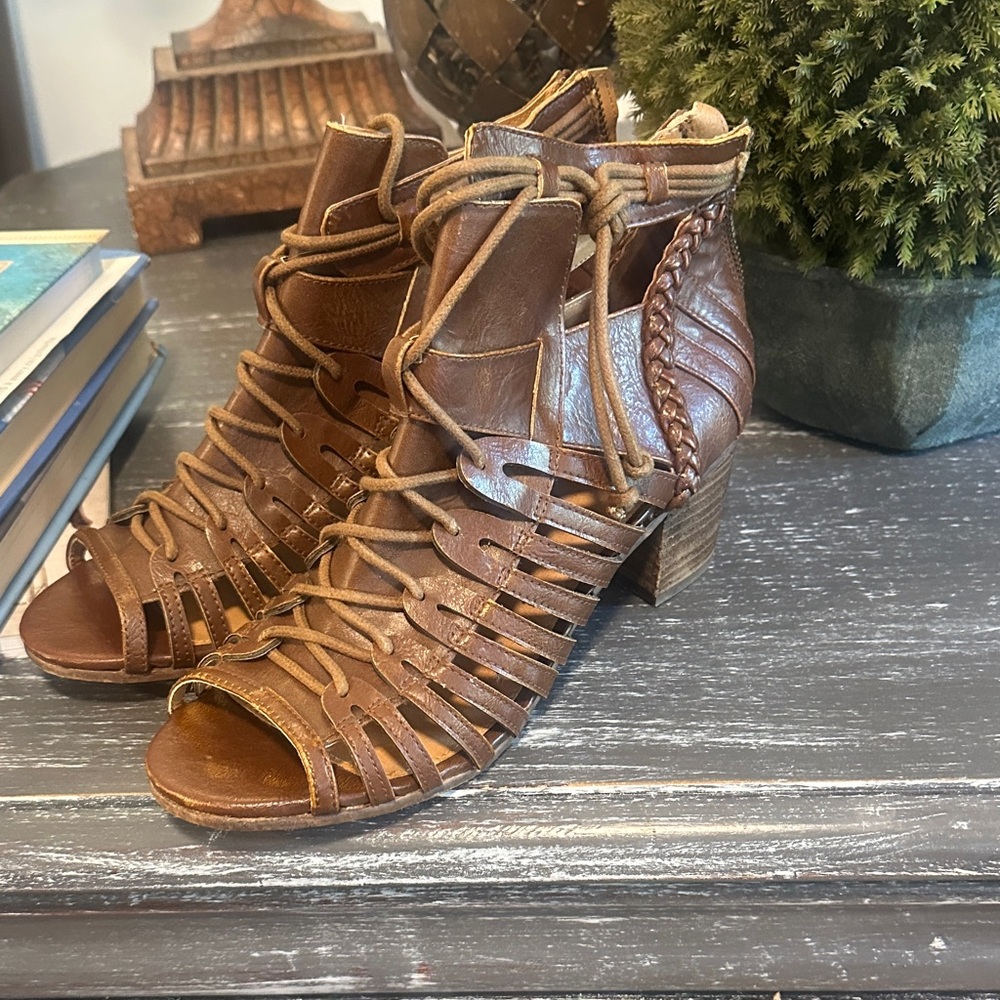Not Rated Brown Strappy Heeled Sandals